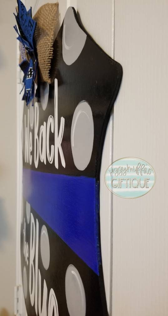 Back the Blue Door Hanger | Thin Blue Line Door Hanger | Police Door Hanger | Deputy Door Hanger | Law Enforcement Door Hanger | Door Hanger