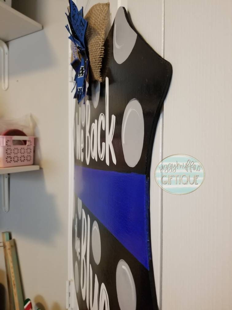Back the Blue Door Hanger | Thin Blue Line Door Hanger | Police Door Hanger | Deputy Door Hanger | Law Enforcement Door Hanger | Door Hanger