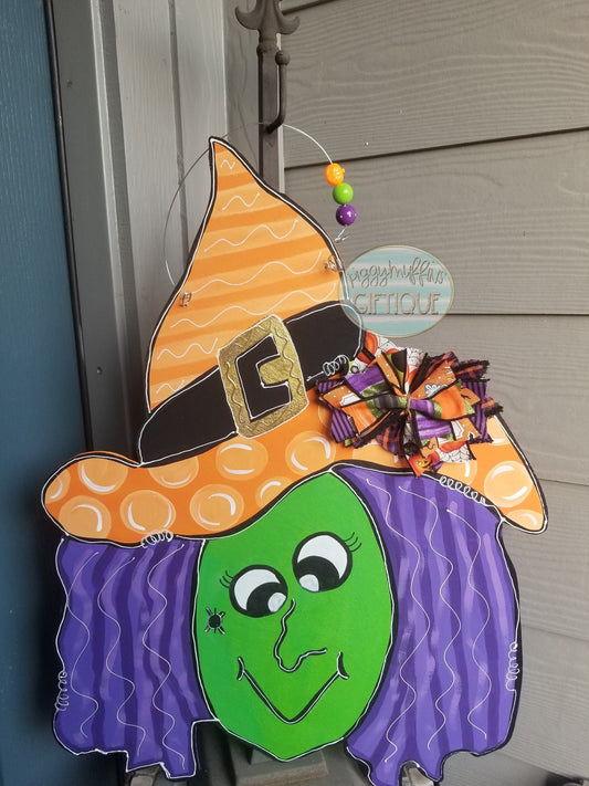 Halloween Door Hanger | Witch Door Hanger | Fall Door Hanger | Cute Whimsical Halloween Trick or Treat Witch Door Hanger |  Door Hanger