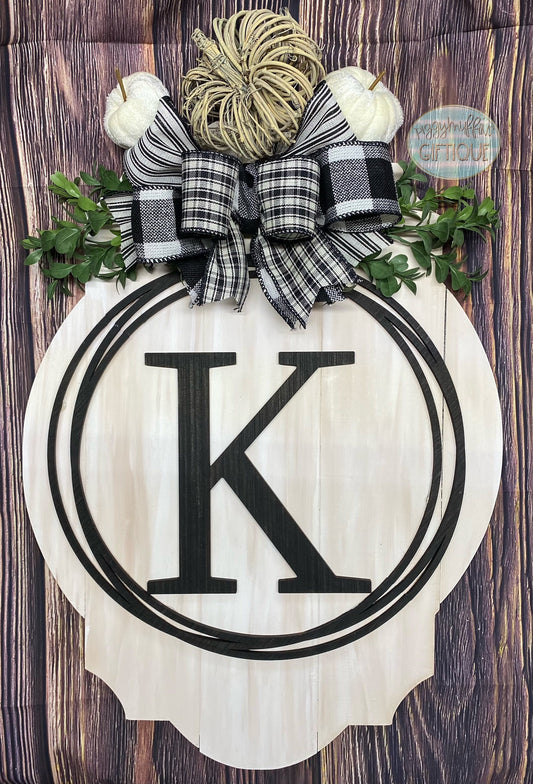 Fall Door Hanger | Fall Pumpkin - Farmhouse - Custom Monogram - Personalized - DOOR HANGER