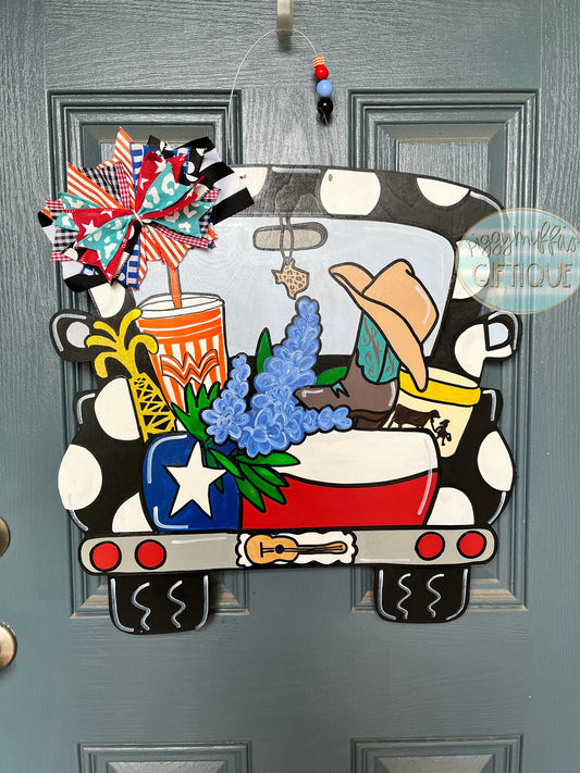 Texas Door Hanger - Texas Truck Door Hanger - Texas Theme Door Hanger
