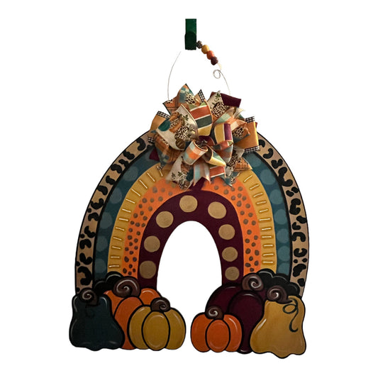 Fall Door Hanger | Boho Rainbow Fall Door Hanger | Door Hanger