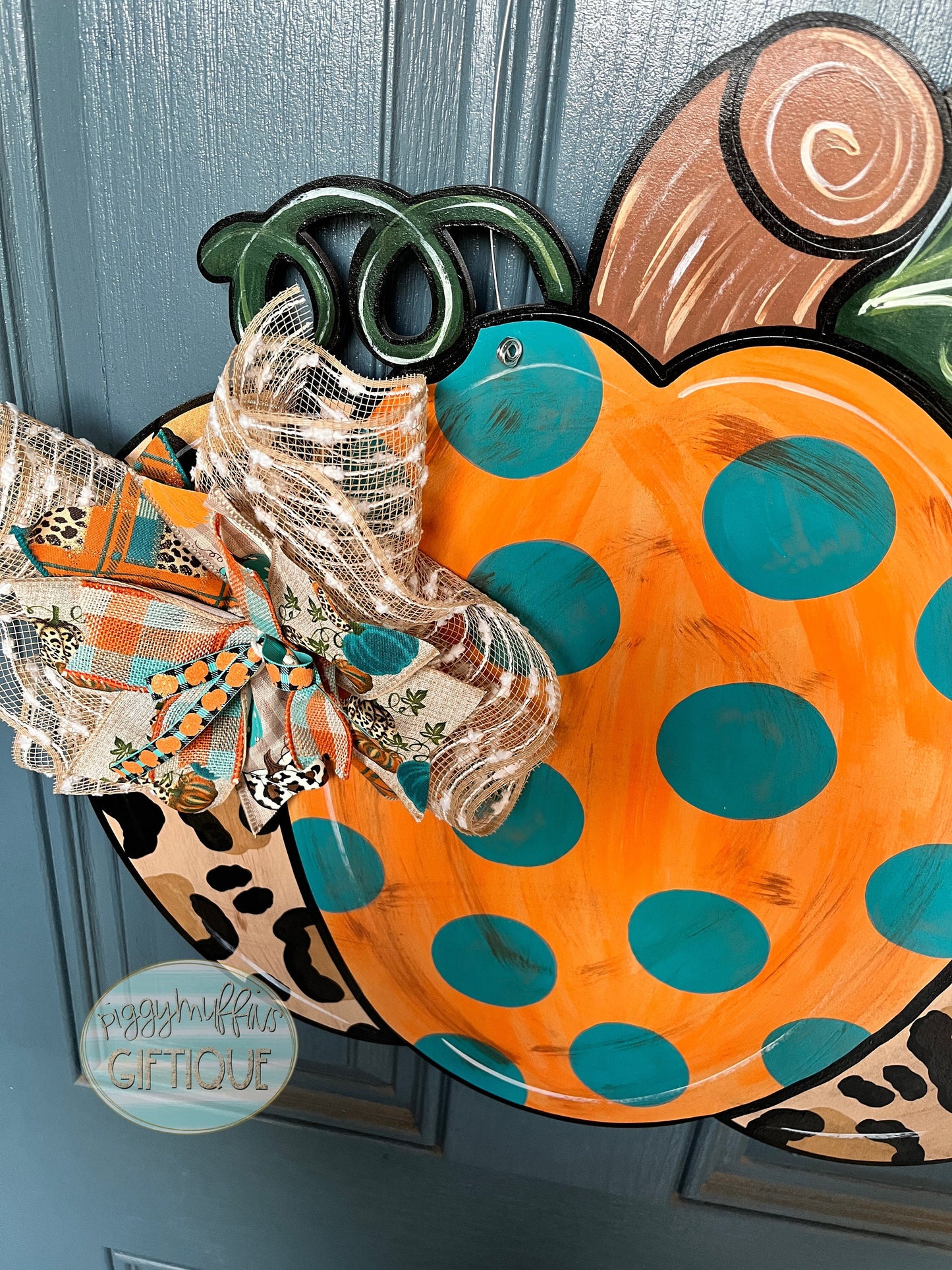 Fall Pumpkin Cheetah Distressed Door Hanger | Door Hanger | Fall Door Hanger
