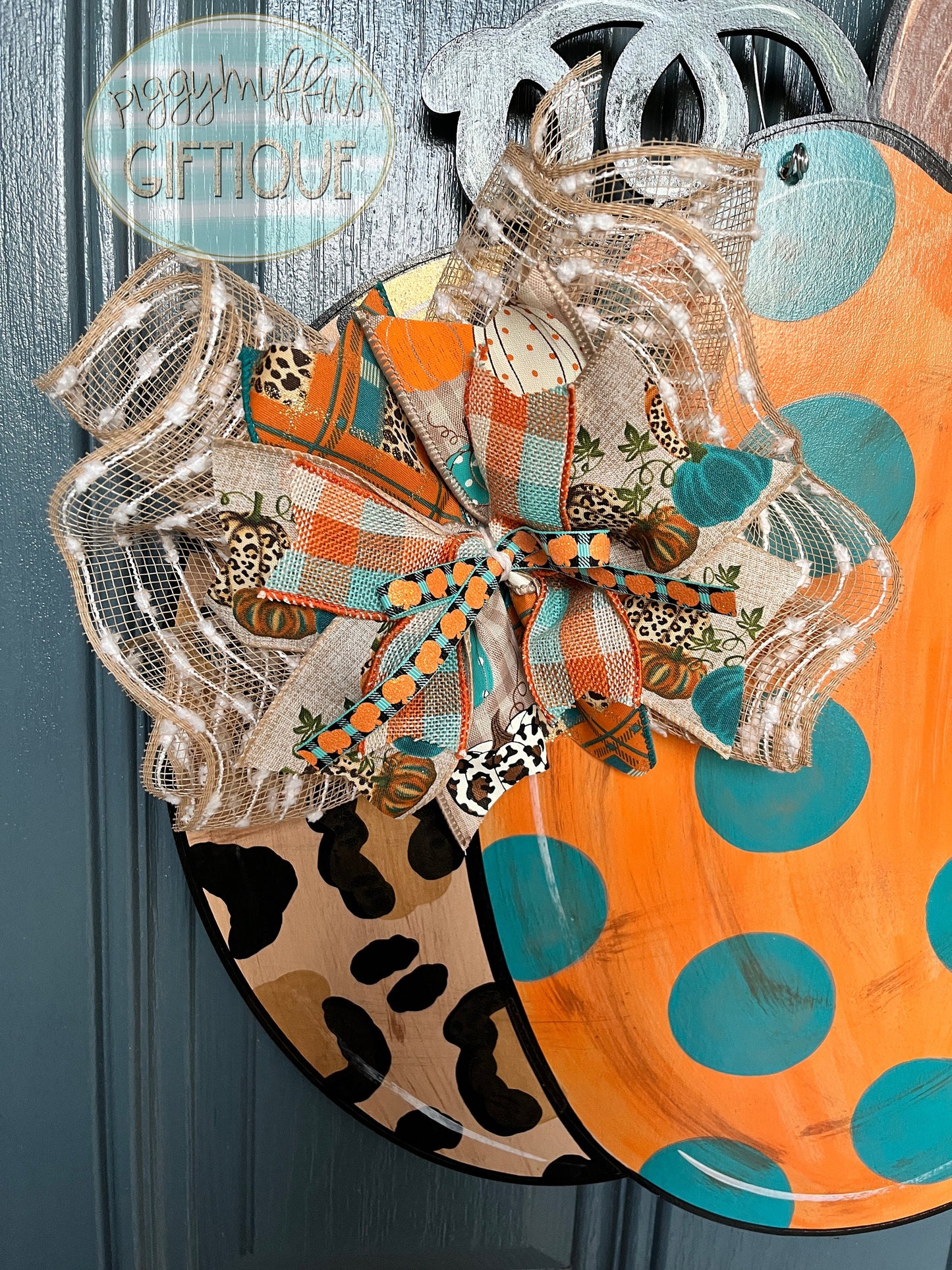 Fall Pumpkin Cheetah Distressed Door Hanger | Door Hanger | Fall Door Hanger