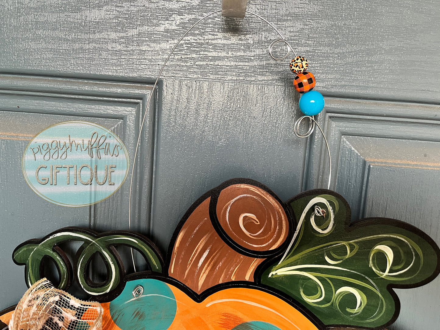 Fall Pumpkin Cheetah Distressed Door Hanger | Door Hanger | Fall Door Hanger