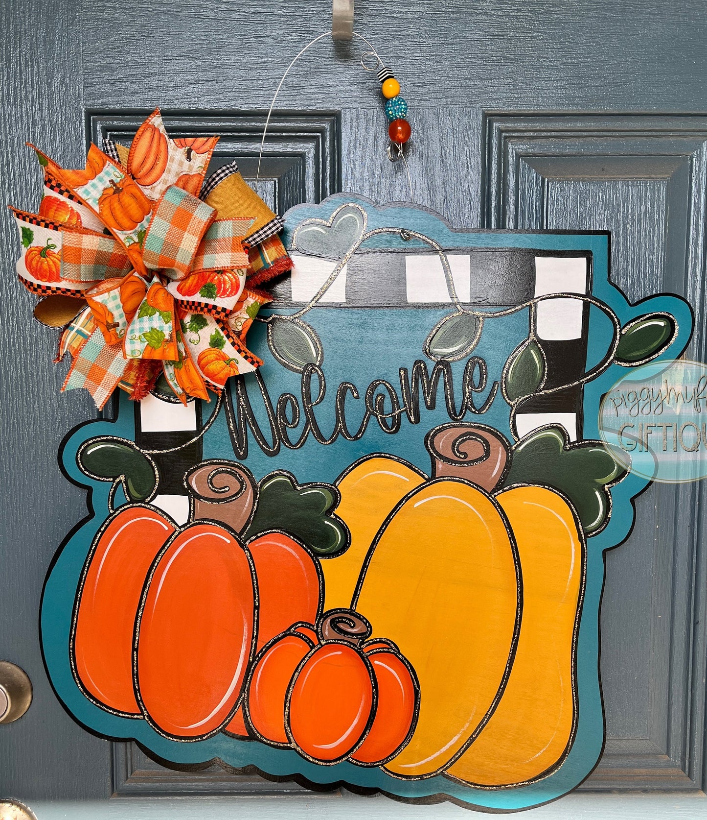 Fall Door Hanger | Fall pumpkin welcome door hanger | Door Hanger