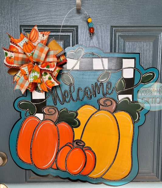 Fall Door Hanger | Fall pumpkin welcome door hanger | Door Hanger