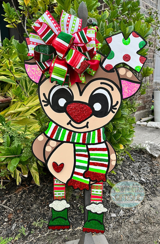 Christmas Door Hanger | Reindeer Door Hanger | Reindeer Wreath | Christmas Wreath | Christmas Door Decoration