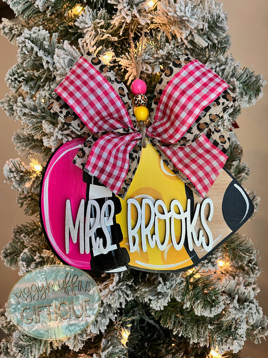 Pencil Door Hanger - Pencil Christmas Ornament- Teacher Classroom Door Hanger - Teacher Gift - PiggyMuffins