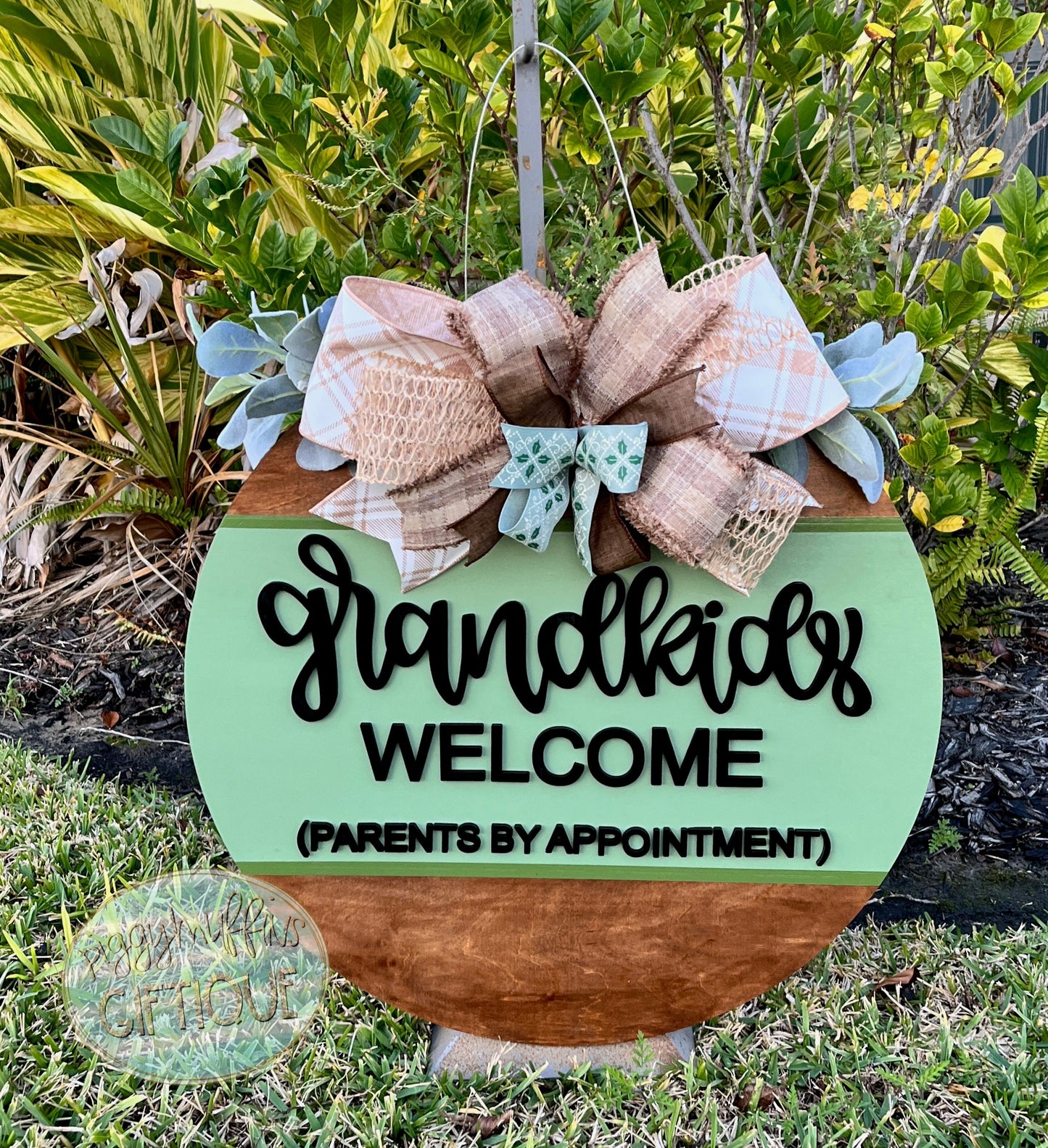 Grandkids Welcome Door Hanger - Door Hanger - Grandparents Door Hanger - Welcome Door Hanger - PiggyMuffins- Grandparent Gift