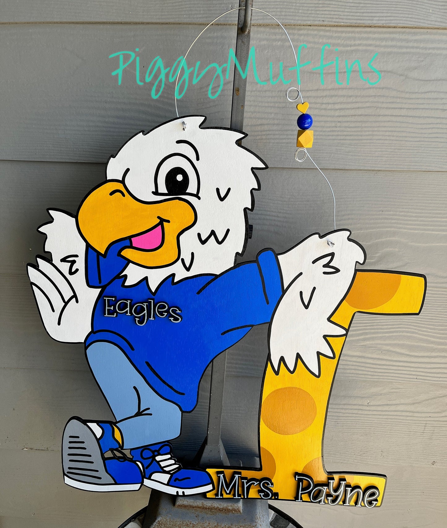 Eagle Mascot Door Hanger - Custom Mascot Door Hanger - Sports Door Hanger - Mascot Wreath - Sports Wreath - Door Hanger - PiggyMuffins