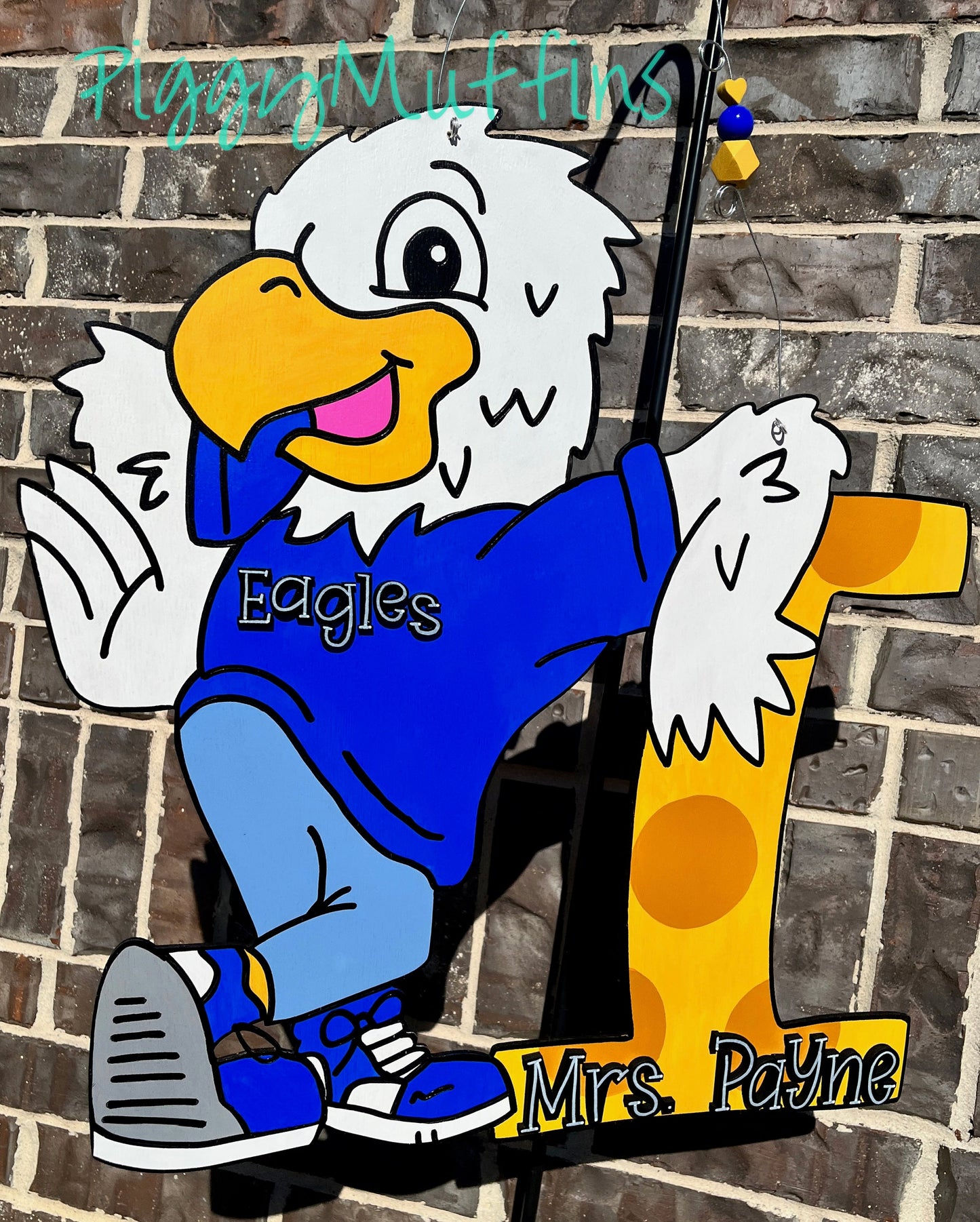 Eagle Mascot Door Hanger - Custom Mascot Door Hanger - Sports Door Hanger - Mascot Wreath - Sports Wreath - Door Hanger - PiggyMuffins
