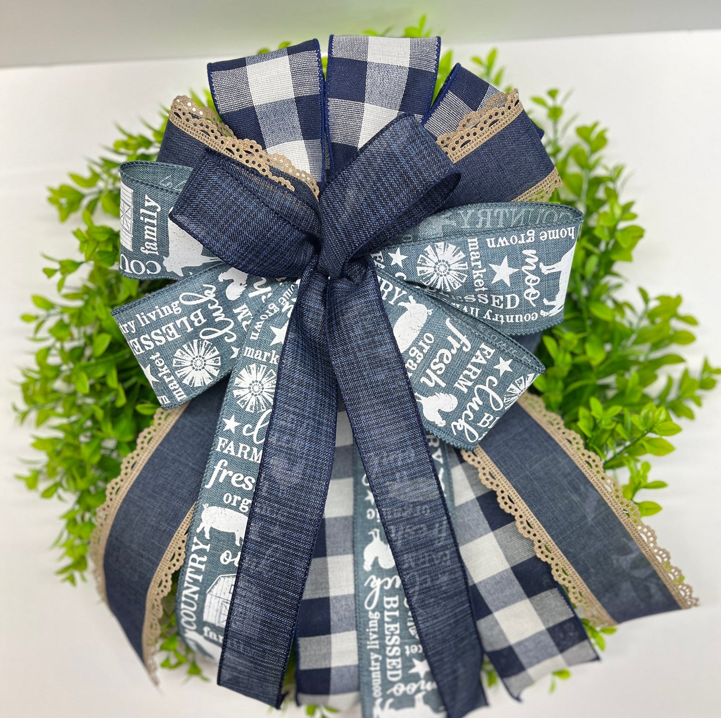 Farmhouse Wreath Bow, Wreath Bow, Spring Lantern Bow, Spring Bow, Spring Bow for Wreath, Door Hanger Bow, Spring Porch Bow
