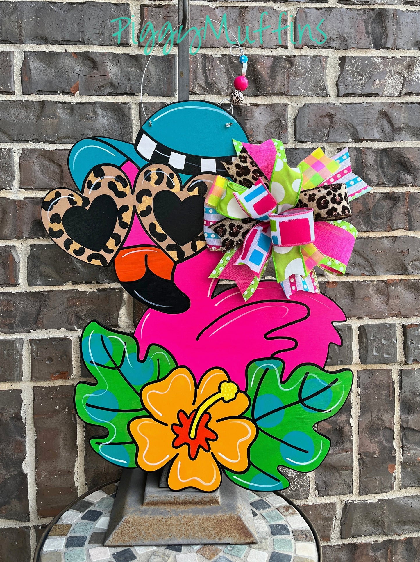 Flamingo Door Hanger - Summer Door Hanger - Beach Door Hanger - Flamingo Wreath - Summer Wreath - Piggymuffins