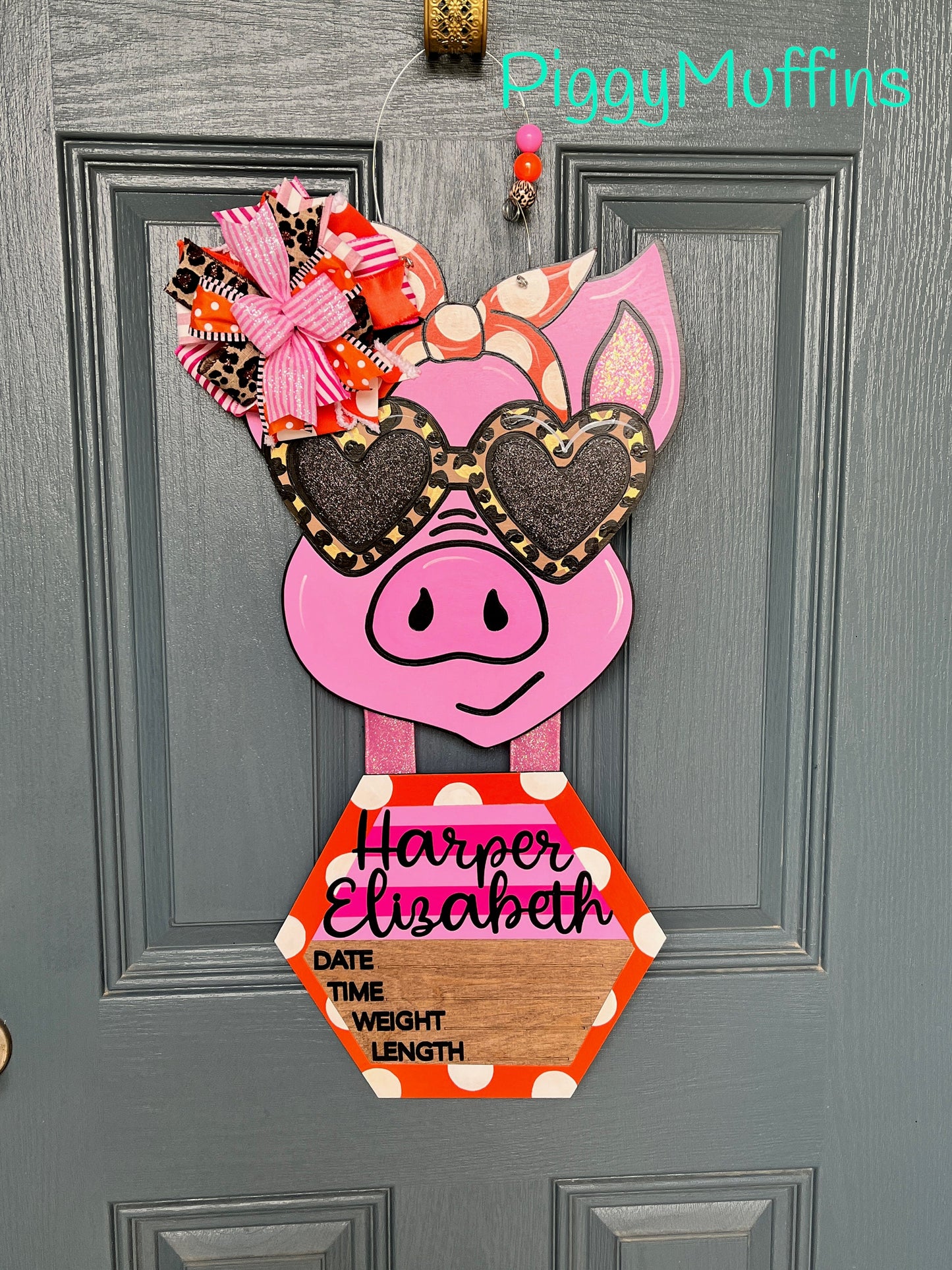 Cute Pig Hospital Door Hanger | Piggy Nursery Door Hanger| Baby Girl Nursery Door Hanger | Baby Girl Hospital Door Hanger