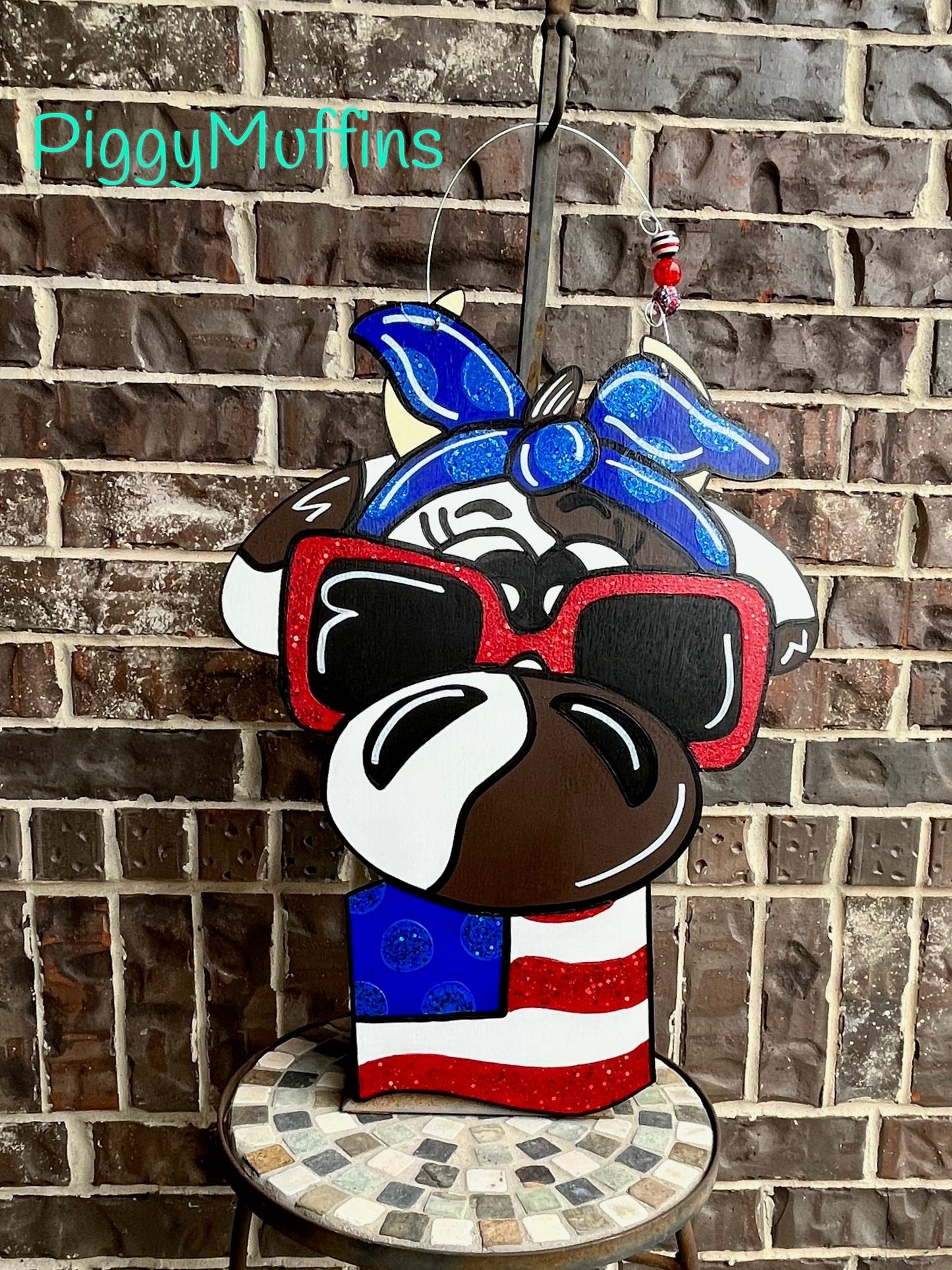 Cow Door Hanger - USA Door Hanger - Summer Door Hanger - 4th of July Door Hanger - Memorial Day Door Hanger