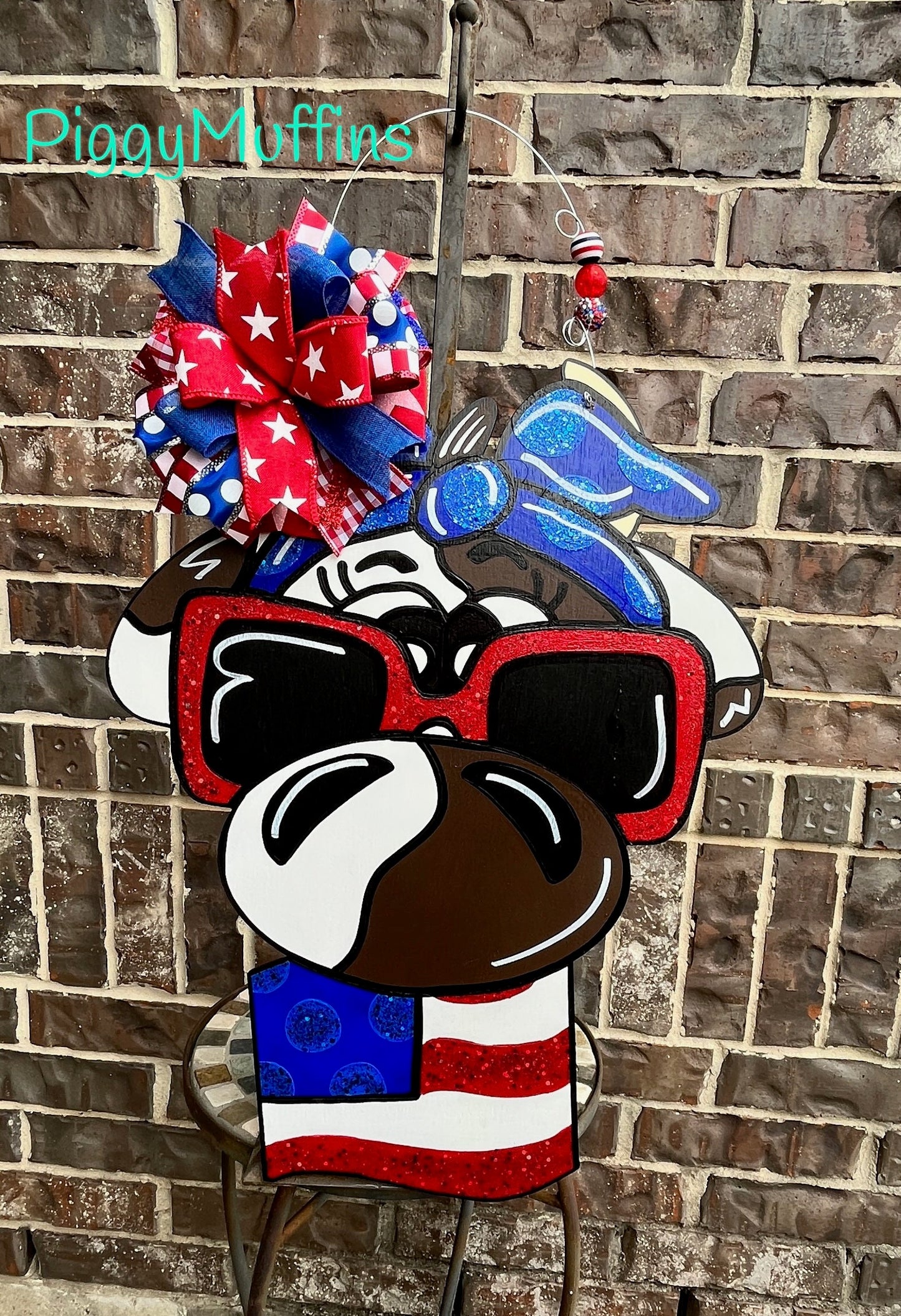 Cow Door Hanger - USA Door Hanger - Summer Door Hanger - 4th of July Door Hanger - Memorial Day Door Hanger