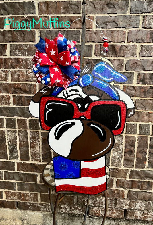 Cow Door Hanger - USA Door Hanger - Summer Door Hanger - 4th of July Door Hanger - Memorial Day Door Hanger