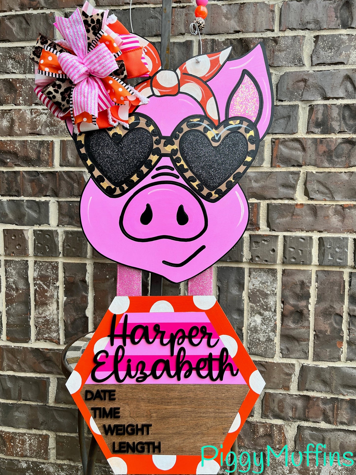 Cute Pig Hospital Door Hanger | Piggy Nursery Door Hanger| Baby Girl Nursery Door Hanger | Baby Girl Hospital Door Hanger