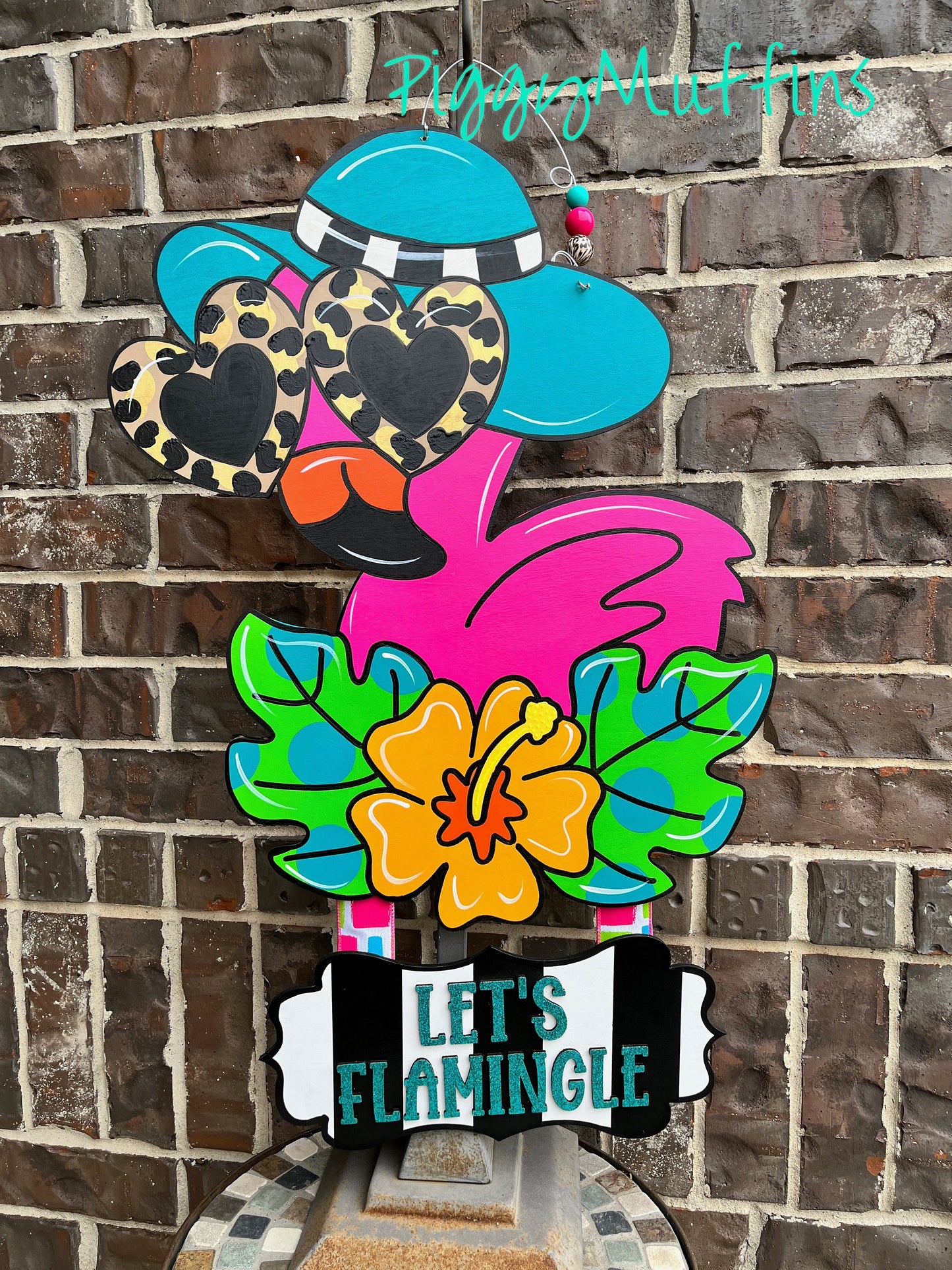 Flamingo Door Hanger - Summer Door Hanger - Beach Door Hanger - Flamingo Wreath - Summer Wreath - Piggymuffins