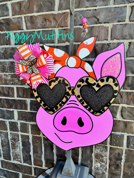 Pig Door Hanger | CutePig with Bandana | Door Hanger| Door Hanger