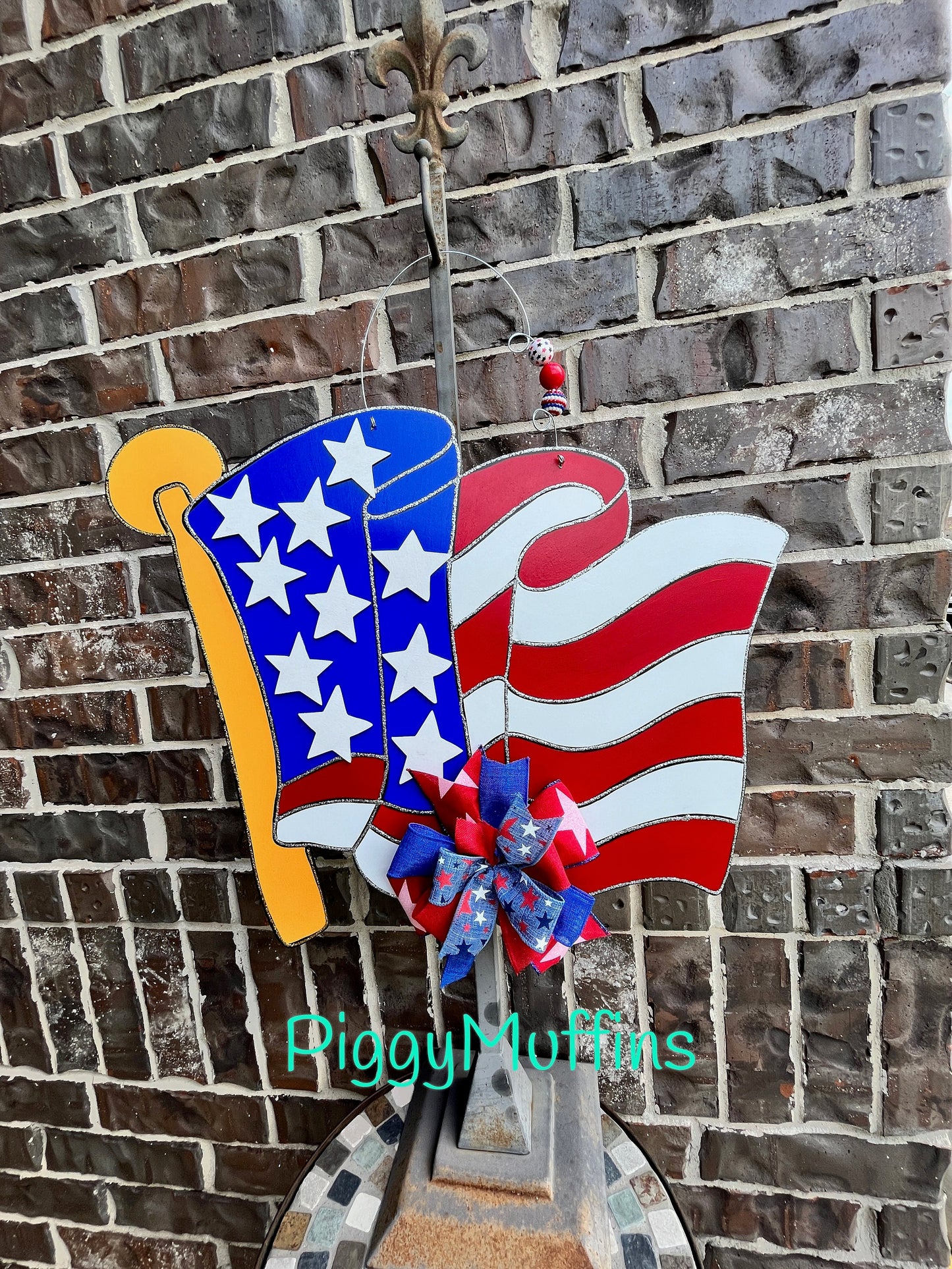 American Flag Door Hanger | America Memorial Day Fourth of July Patriotic Red White and Blue USA door hanger | Summer Door Hanger |