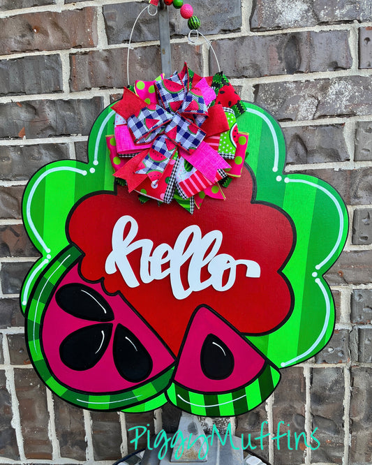 Watermelon Door Hanger - Summer Door Hanger - Watermelon Door Round Hanger
