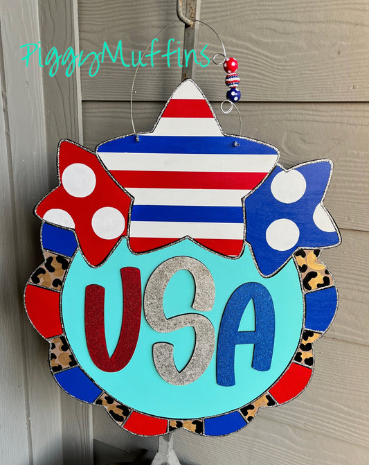 Memorial Day Door Hanger Day | Fourth of July Door Hanger | Patriotic Door Hanger | USA door hanger | Summer Door Hanger | Patriotic Wreath