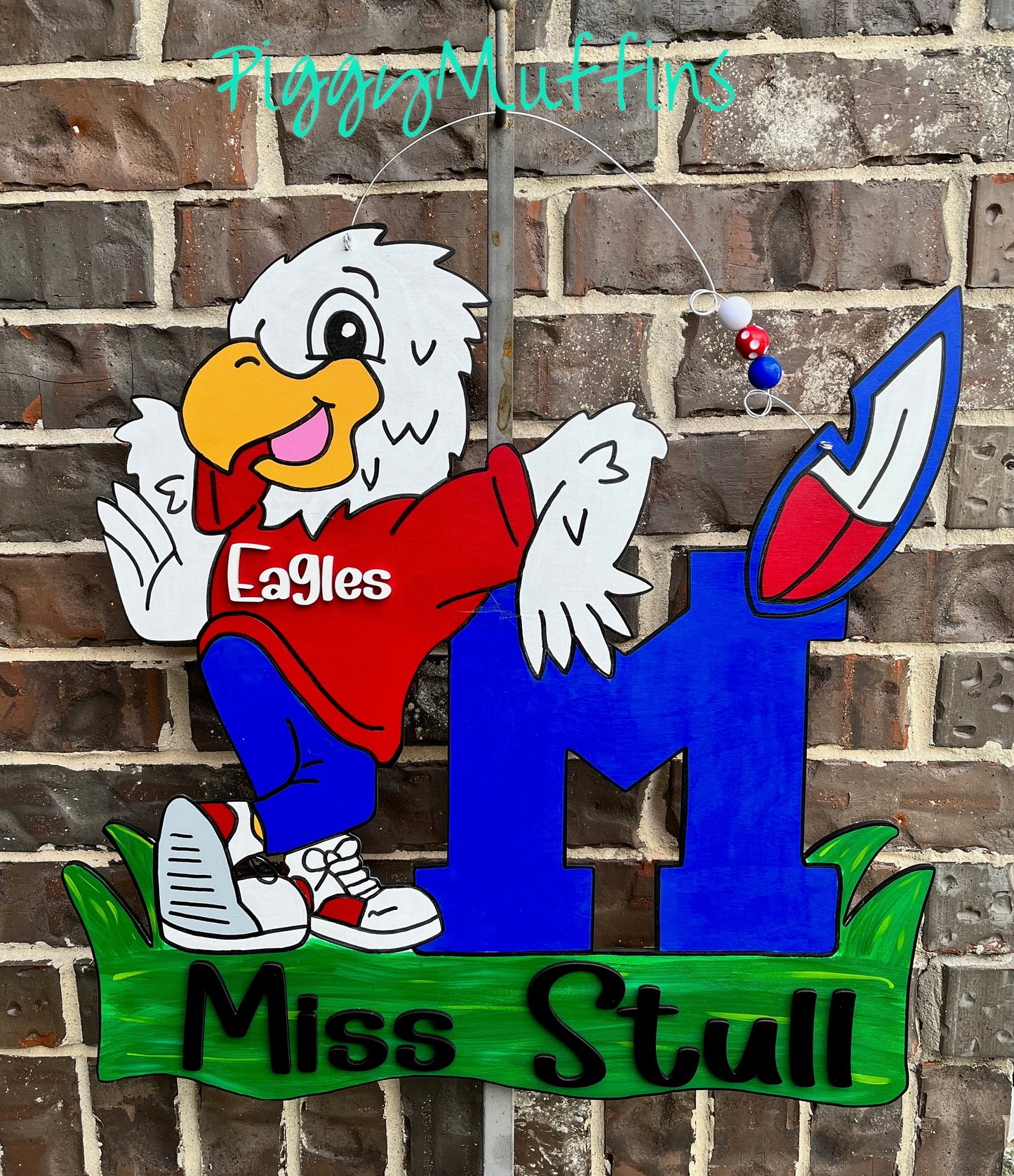 Eagle Mascot Door Hanger - Custom Mascot Door Hanger - Sports Door Hanger - Mascot Wreath - Sports Wreath - Door Hanger - PiggyMuffins