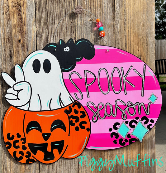 SHIPS TODAY Halloween Door Hanger | Cute Whimsical Halloween Disco Door Hanger |  Retro Halloween Wreath | Halloween Wreath | PiggyMuffins