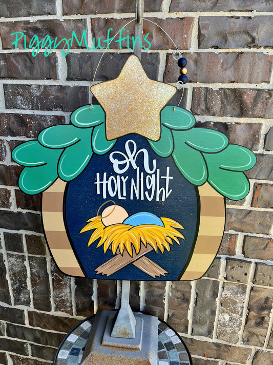 Nativity Door Hanger | Baby Jesus door hanger | Christmas Manger Door Hanger | Oh Holy Night | PiggyMuffins | Manger Wreath| Nativity Wreath