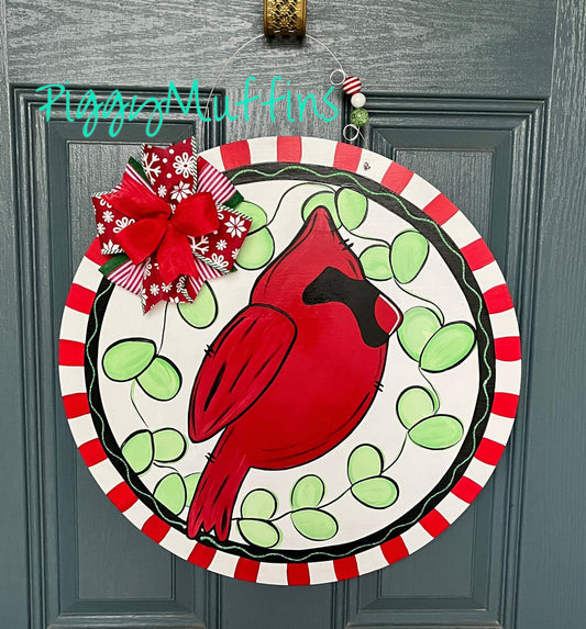 Christmas Door Hanger | Red Bird Door Hanger | Red Bird Wreath | Cardinal Wreath | Cardinal Door Hanger | PiggyMuffins