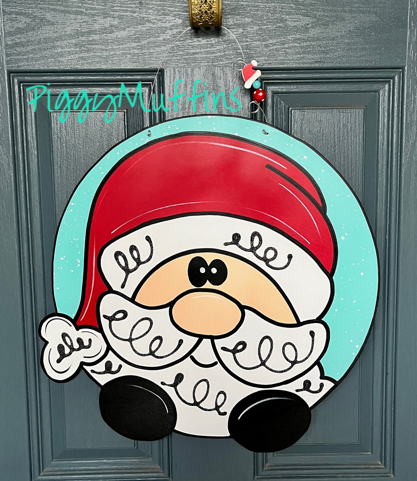 SHIPS TODAY! Santa Door Hanger |  Christmas Door Hanger | Santa Christmas Wreath | Christmas Wreath | PiggyMuffins | Wood  Santa Claus
