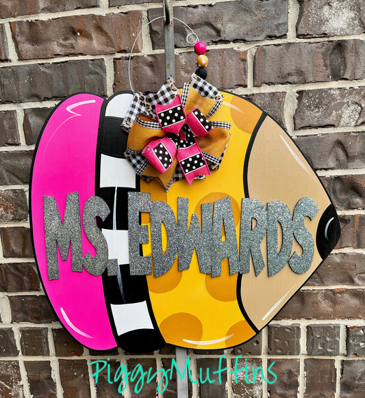 Pencil Door Hanger - Teacher Door Hanger -  Classroom Door Hanger - School Door Hanger- Door Hanger - PiggyMuffins