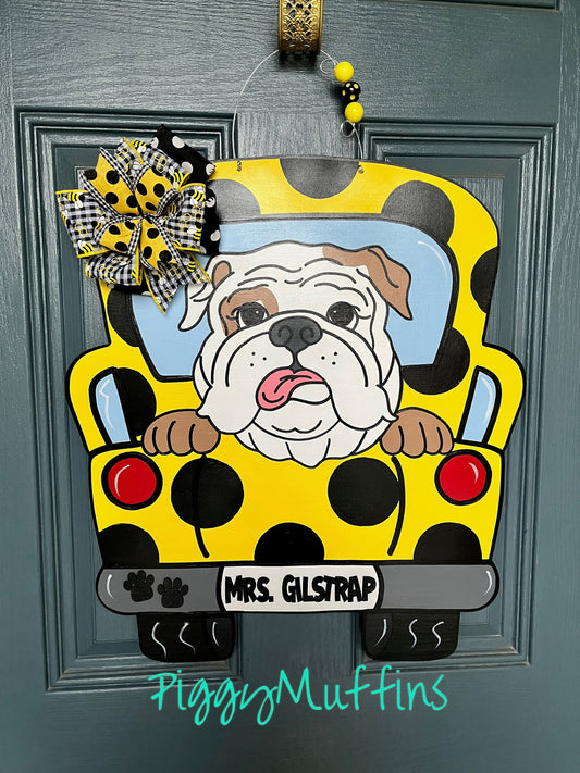Personalized English Bulldog Door Hanger: Custom Dog Lover Gift