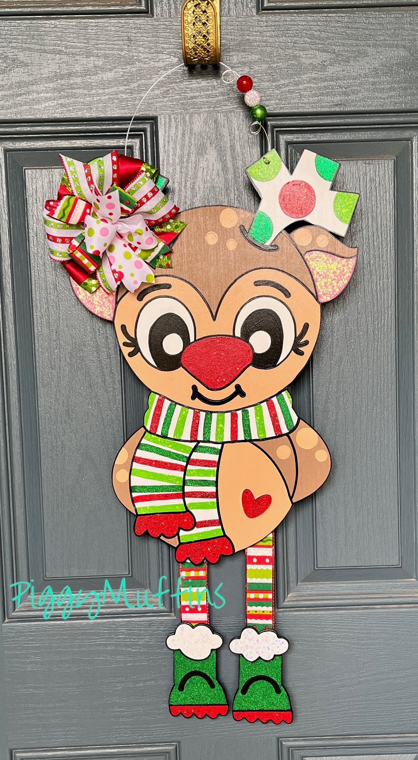 Christmas Door Hanger | Reindeer Door Hanger | Reindeer Wreath | Christmas Wreath | Christmas Door Decoration