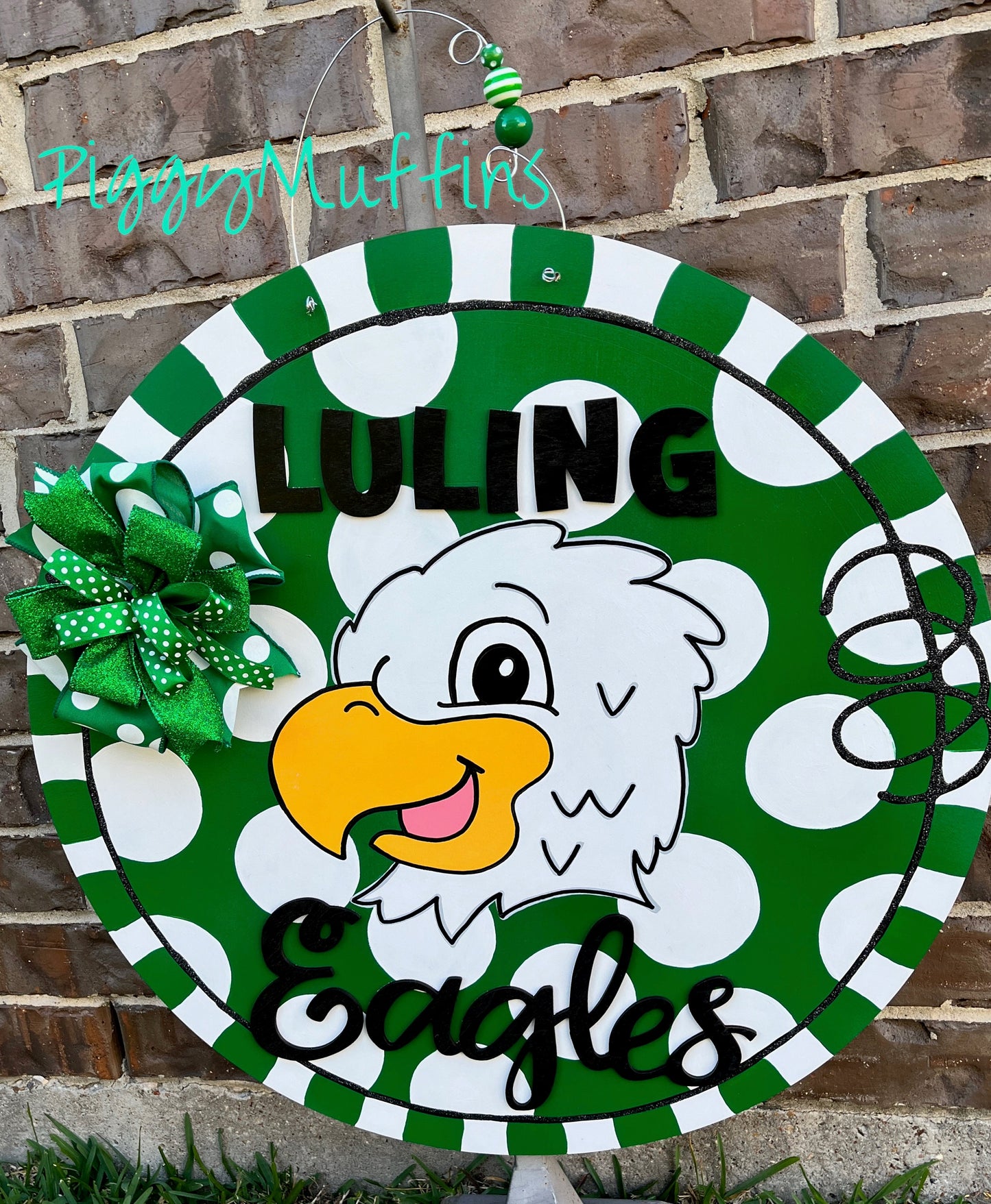 Custom Eagle Mascot Door Hanger: Sports Team Wreath