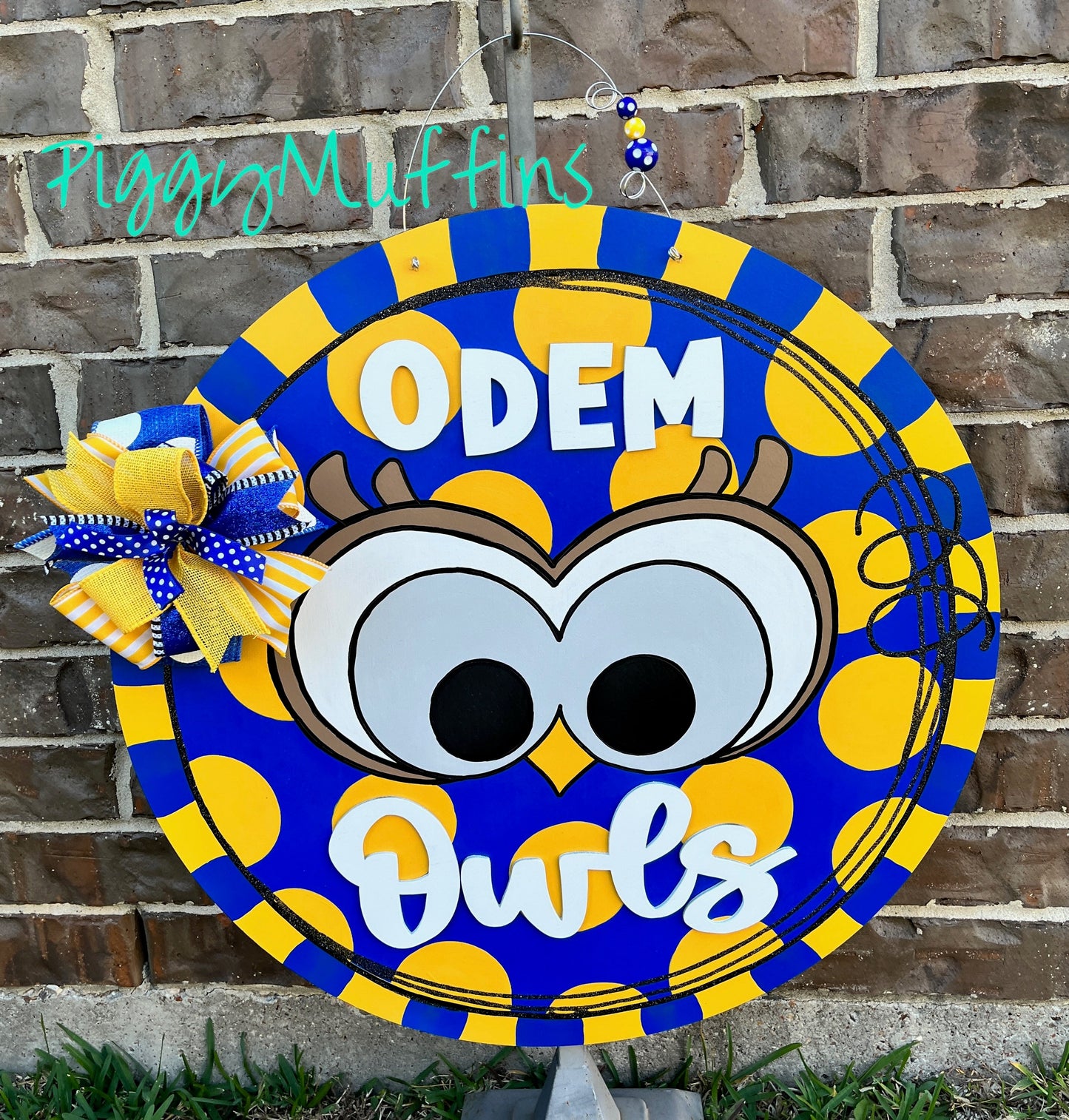 Owl Door Hanger - Owls Custom Mascot Door Hanger - Sports Door Hanger - Mascot Wreath - Sports Wreath - Door Hanger - PiggyMuffins