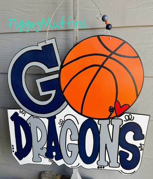 Customizable Sports Team Door Hanger: Baseball, Softball, Basketball