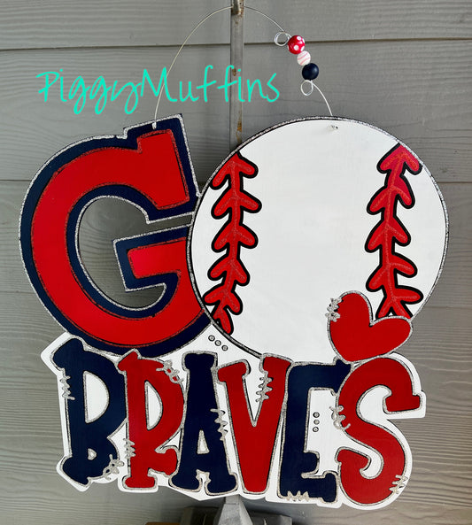 CUSTOMIZABLE Sports Door Hanger - Baseball Door Hanger - Softball Door Hanger - Volleyball Door Hanger -Basketball Door Hanger - Braves