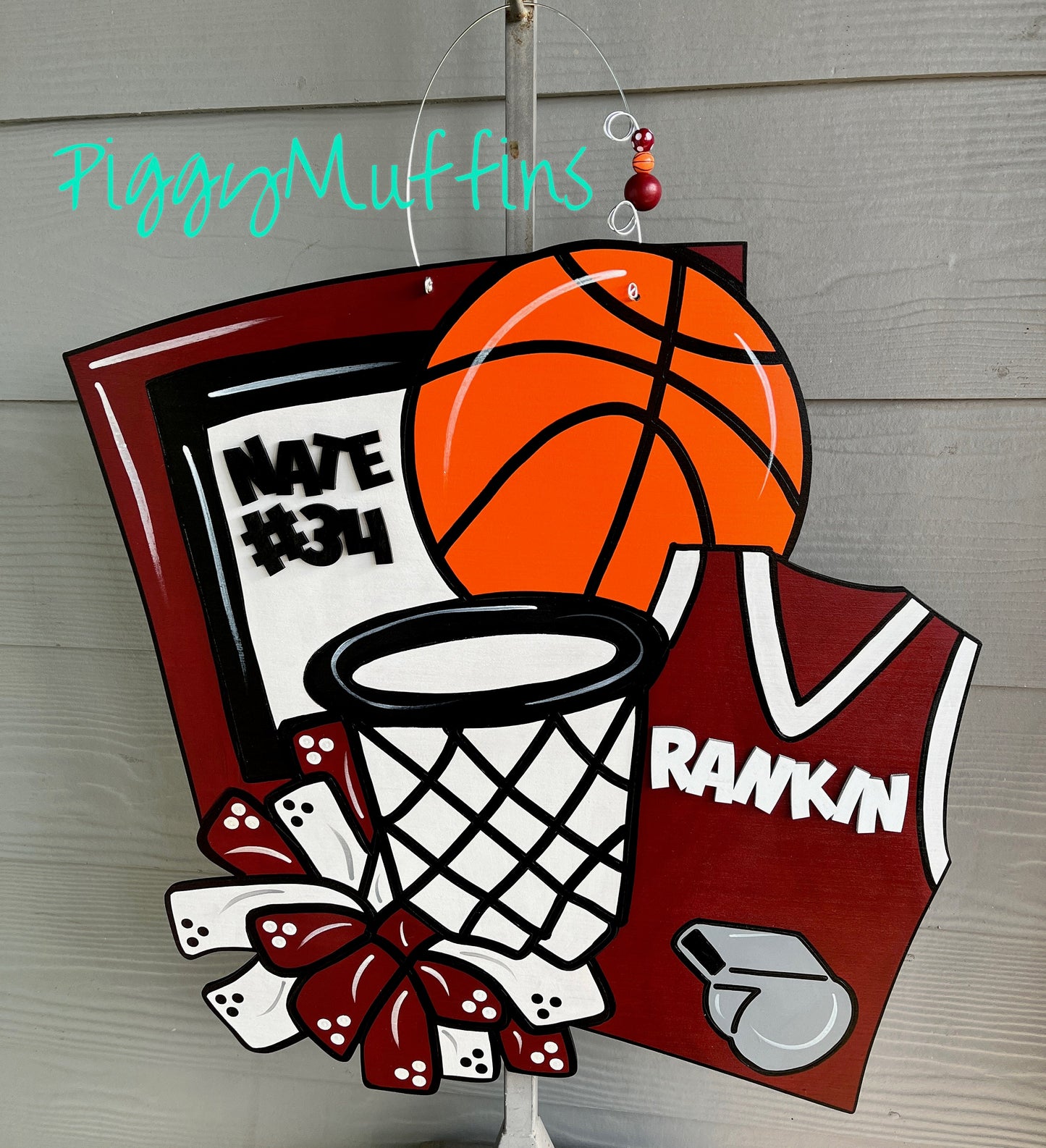 Basketball Door Hanger - Custom Basketball Door Hanger - Sports Door Hanger - Basketball Wreath - Sports Wreath - Door Hanger
