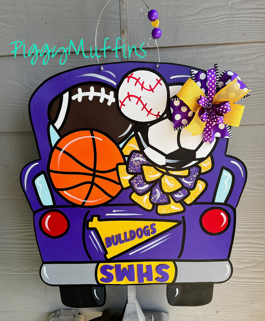 Customizable Sports Team Door Hanger: Baseball, Softball, Golf, Tennis