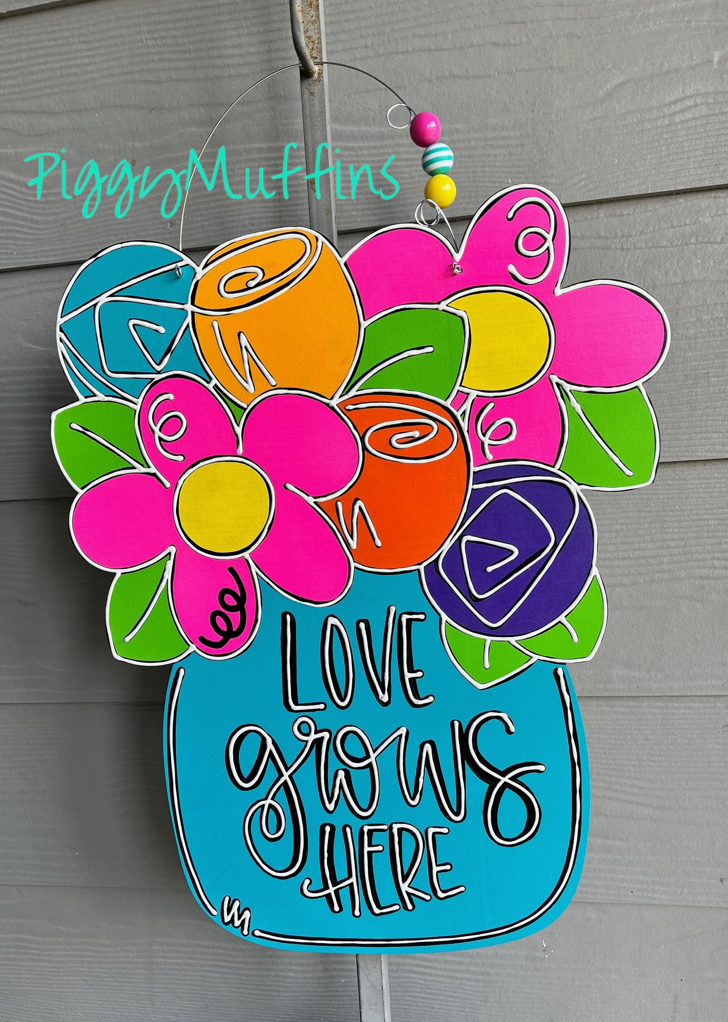 SHIPS TODAY! Floral Vase Door Hanger | FlowervDoor Hanger | Flower Wreath | Spring Door Hanger| Spring Wreath | PiggyMuffins | Spring Decor