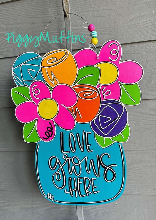 SHIPS TODAY! Floral Vase Door Hanger | FlowervDoor Hanger | Flower Wreath | Spring Door Hanger| Spring Wreath | PiggyMuffins | Spring Decor