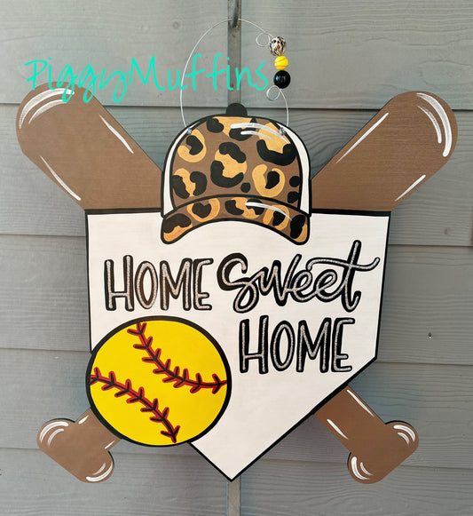 Softball Door Hanger | Home Sweet Home Door Hanger | School Spirit | SOFTBALL Decoration | Sports Wreath | PiggyMuffins | Sports Door Hanger