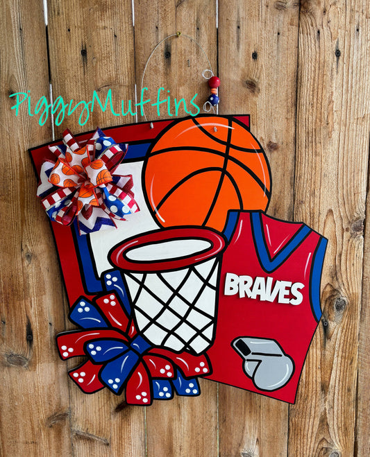 Basketball Door Hanger - Custom Basketball Door Hanger - Sports Door Hanger - Basketball Wreath - Sports Wreath - Door Hanger