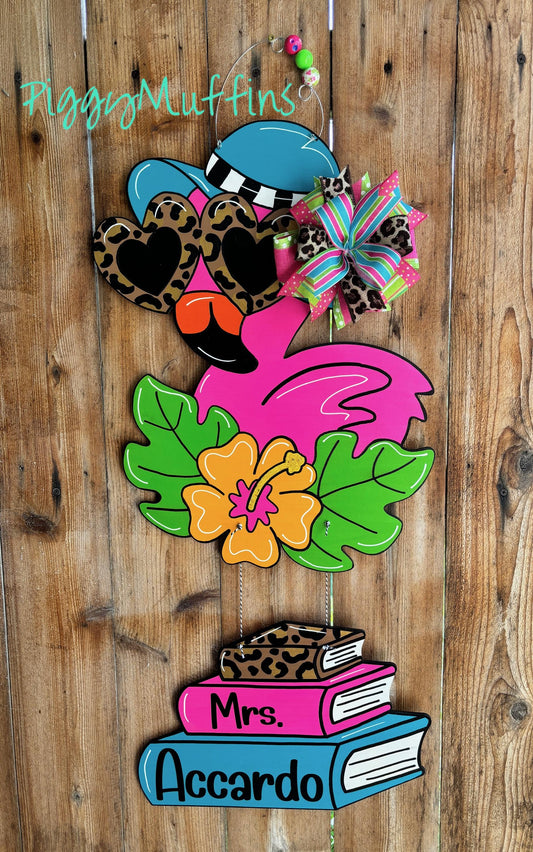 Flamingo School Door Hanger - Classroom Door Hanger - Wild About School Door Hanger - Teacher Door Hanger - Door Hanger