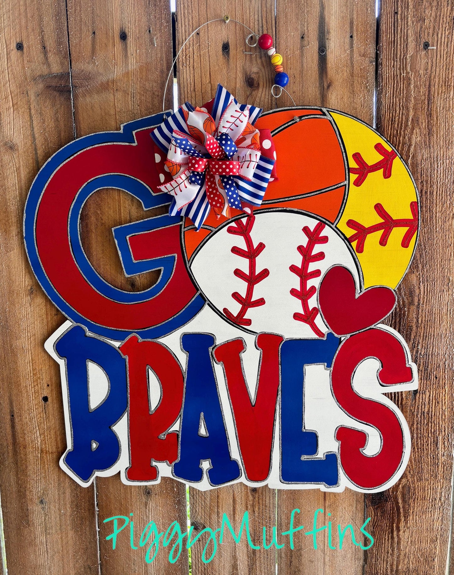 CUSTOMIZABLE Sports Door Hanger - Baseball Door Hanger - Softball Door Hanger - Volleyball Door Hanger -Basketball Door Hanger - Braves