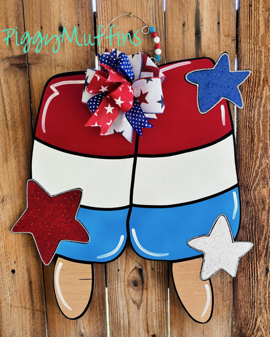 Memorial Day Door Hanger Day | Fourth of July Door Hanger | Patriotic Door Hanger | USA door hanger | Popsicle Door Hanger |  PiggyMuffins