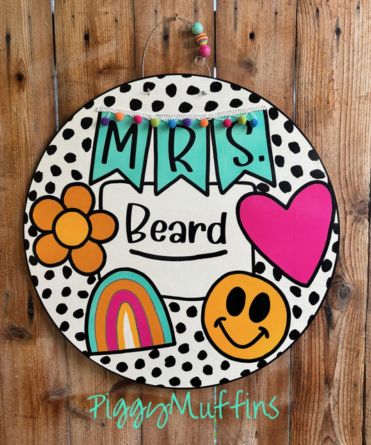 Rainbow  Door Hanger - Dalmation Classroom Door Hanger-  Classroom Door Hanger - Teacher Door Hanger - PiggyMuffins - Classroom Wreath